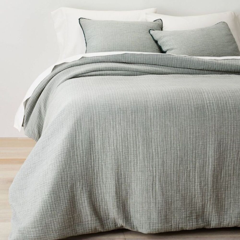 Casaluna - 3-Piece Cotton Comforter Set Solid OEKO-T Blue